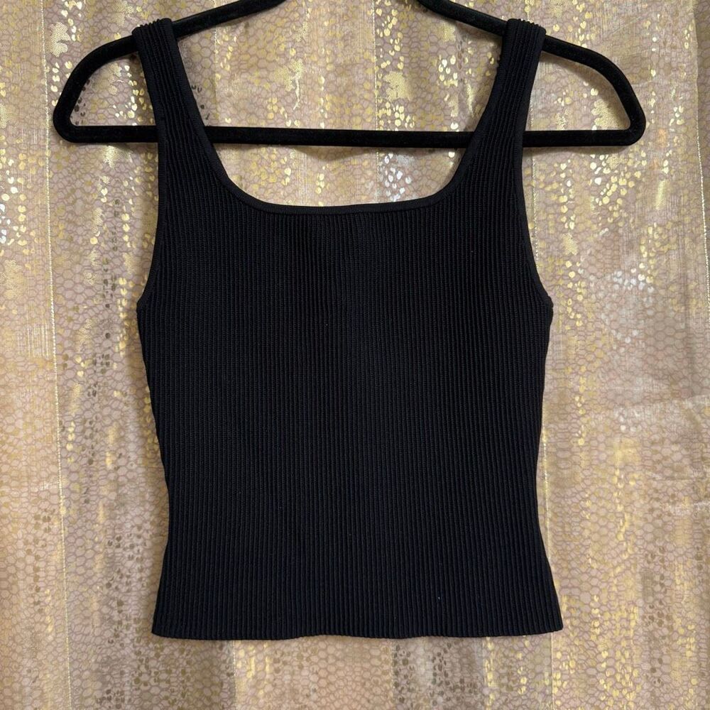 Babaton Aritzia Square Neck Sculpt Knit Black Tank Top Small